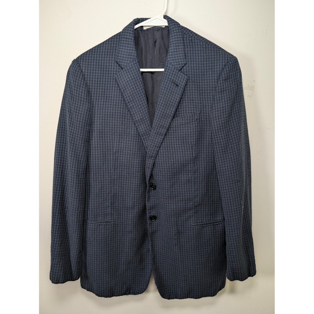 Armani Collezioni Mens Blazer Giorgio Wool Blue Micro Check Italian 42 R LCGGT0